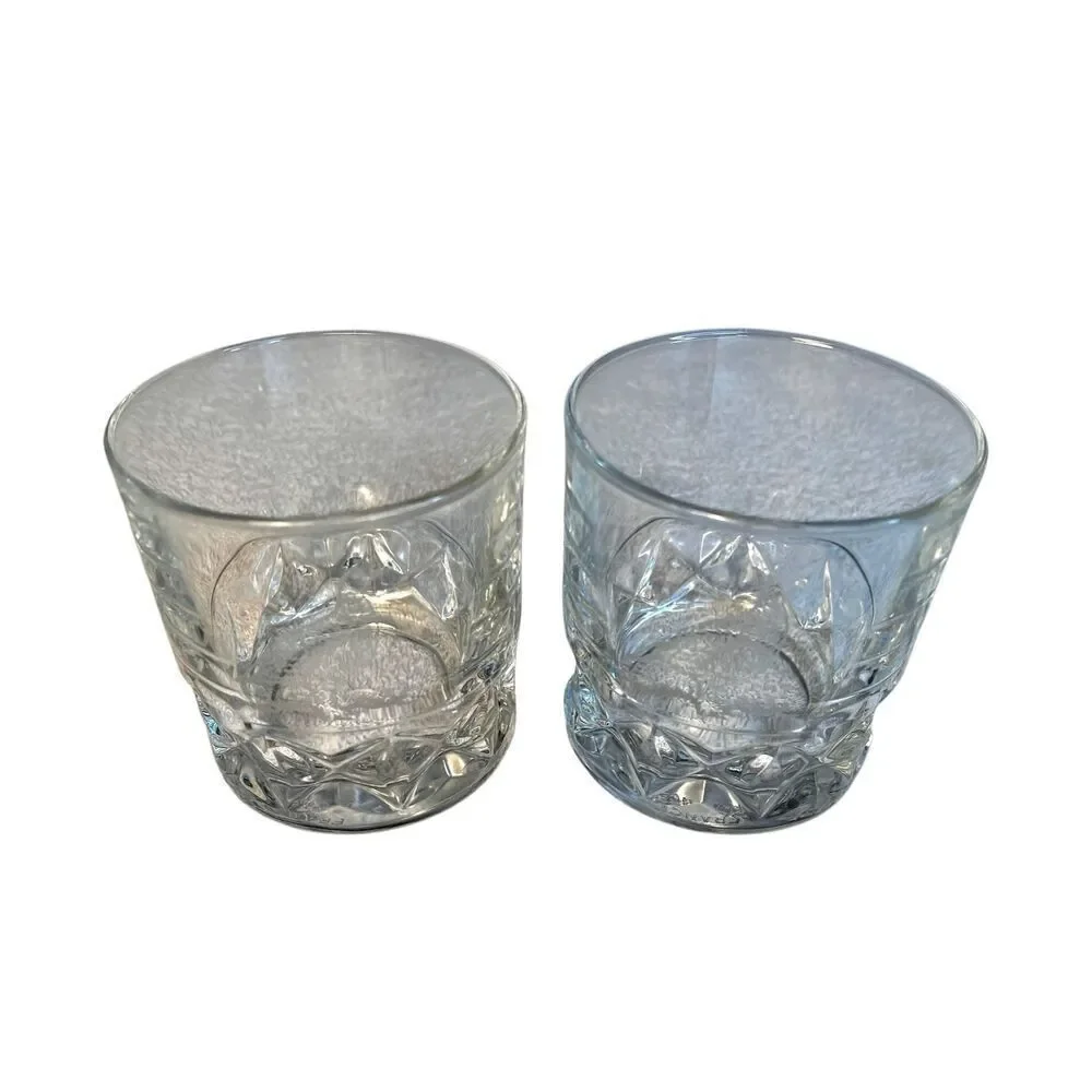 Set of 2 Vintage The Famous Grouse Scotch Whisky Low Ball Glasses Etched France